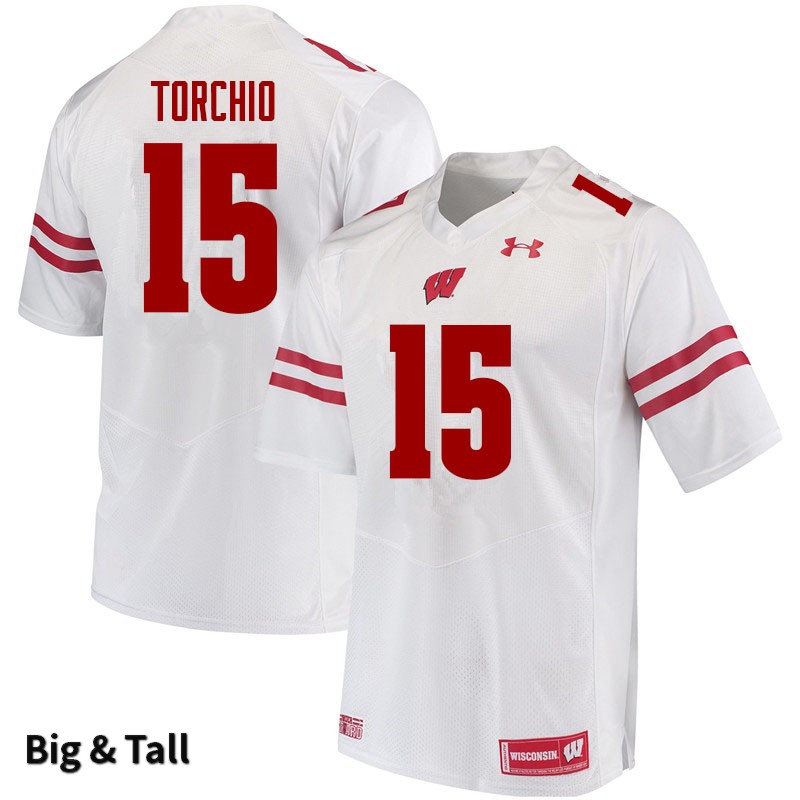 Wisconsin Badgers Men's #15 John Torchio NCAA Under Armour Authentic White Big & Tall College Stitched Football Jersey NF40Y31XP